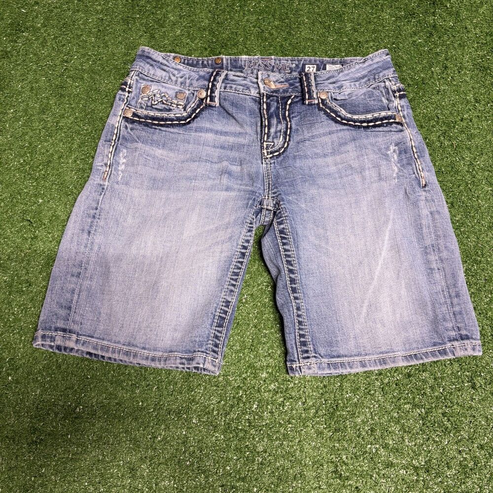 Miss Me Jorts Women’s 29 Medium Wash Denim Shorts Embellished Pocket Jean